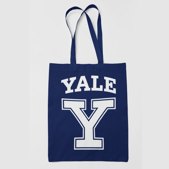 NEW Yale University Y Wordmark Logo Canvas Medium Tote Bag NAVY - Picture 1 of 2